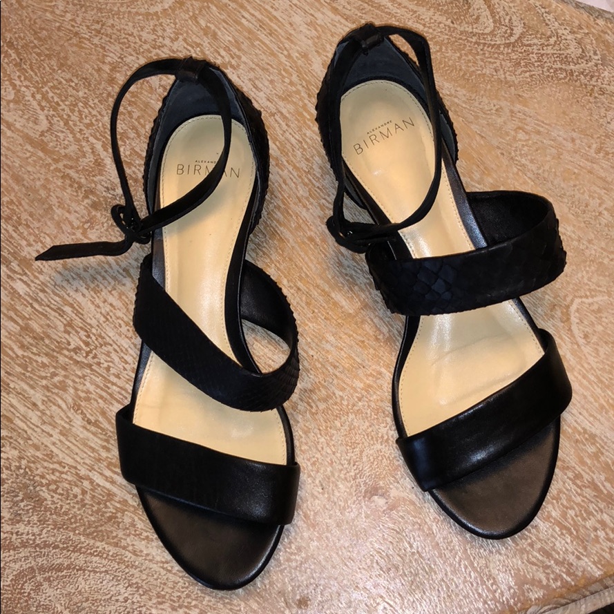 Alexandre Birman Black Sandals Wedge 7.5